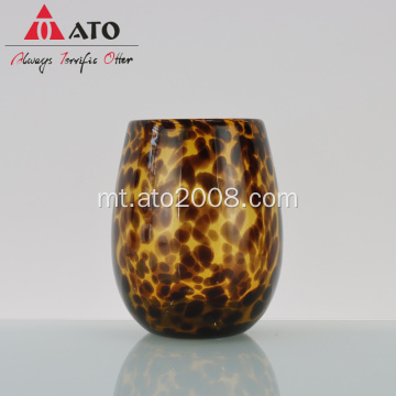 Tazza tal-Ħġieġ Leopard Gold Leopard Stemless Wine Glass